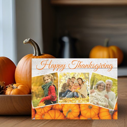 Happy Thanksgiving Family Photo Pumpkin Patch Card