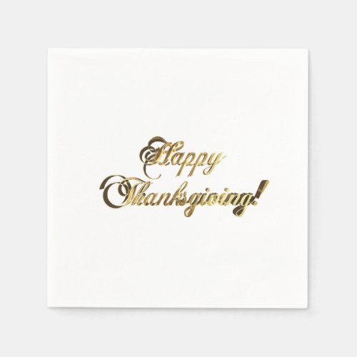 Happy Thanksgiving Faux Gold Foil Typography Napkins
