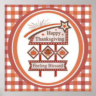 Happy Thanksgiving Feeling Blessed Retro Sign