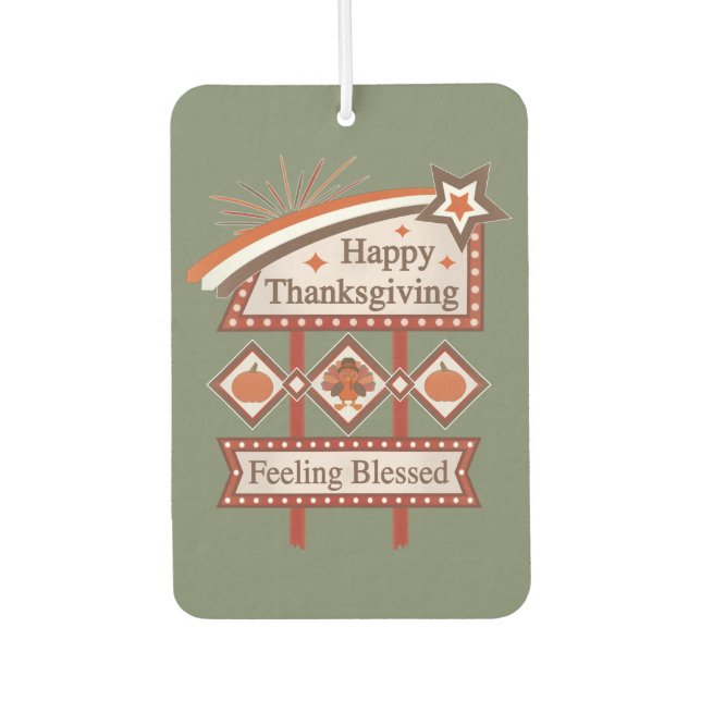 Happy Thanksgiving Feeling Blessed Retro Sign Air Freshener (Front)