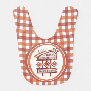 Happy Thanksgiving Feeling Blessed Retro Sign Baby Bib