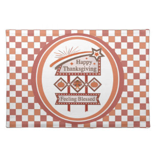Happy Thanksgiving Feeling Blessed Retro Sign Cloth Placemat