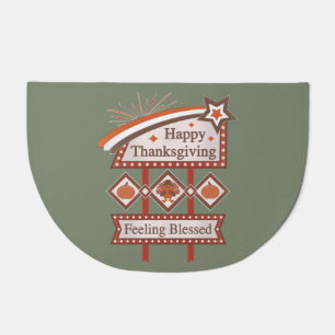 Happy Thanksgiving Feeling Blessed Retro Sign Doormat