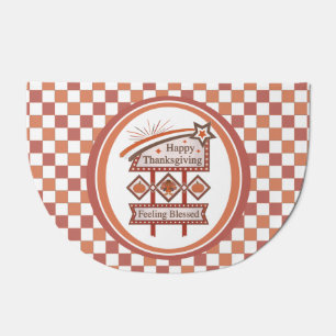 Happy Thanksgiving Feeling Blessed Retro Sign Doormat