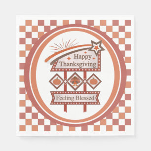 Happy Thanksgiving Feeling Blessed Retro Sign Napkins
