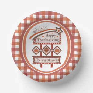 Happy Thanksgiving Feeling Blessed Retro Sign Paper Bowls