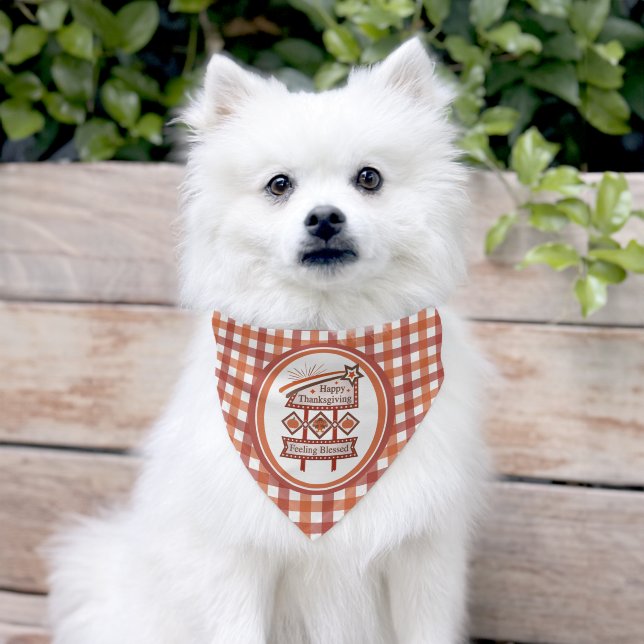 Happy Thanksgiving Feeling Blessed Retro Sign Pet Bandana Collar (Dog)