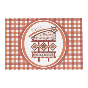 Happy Thanksgiving Feeling Blessed Retro Sign Placemat