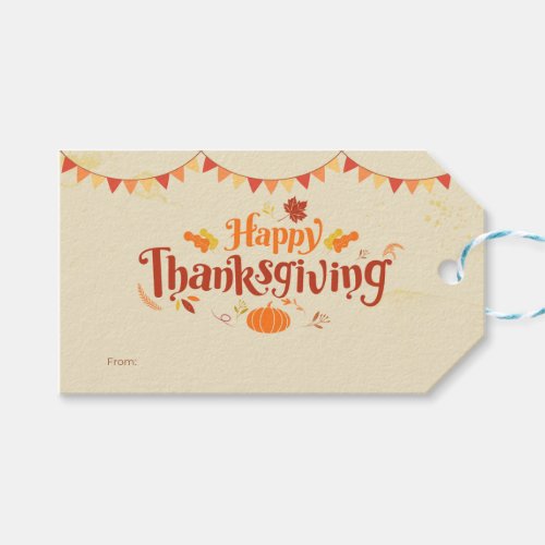 Happy Thanksgiving Festive Fall  Gift Tags