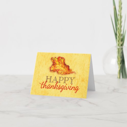 Happy thanksgiving fine art fall leaf card