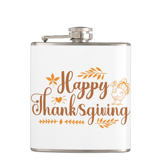 Happy Thanksgiving Flask (Front)