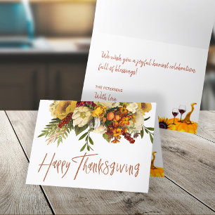 Happy Thanksgiving floral harvest Thanksgiving Holiday Card