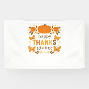 Happy Thanksgiving Floral Pumpkin Classic T-Shirt Banner