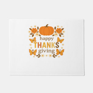 Happy Thanksgiving Floral Pumpkin Classic T-Shirt Doormat
