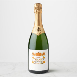 Happy Thanksgiving Floral Pumpkin Classic T-Shirt Sparkling Wine Label