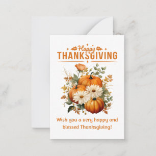 happy thanksgiving floral pumpkins holiday note card