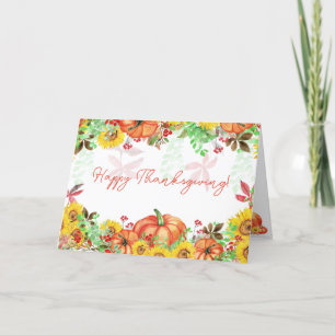 Happy Thanksgiving Floral Thanksgiving Holiday Card