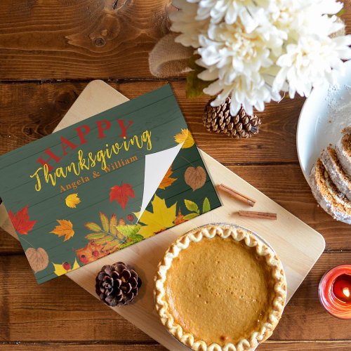 Happy Thanksgiving Foliage On Wood Paper Placemat