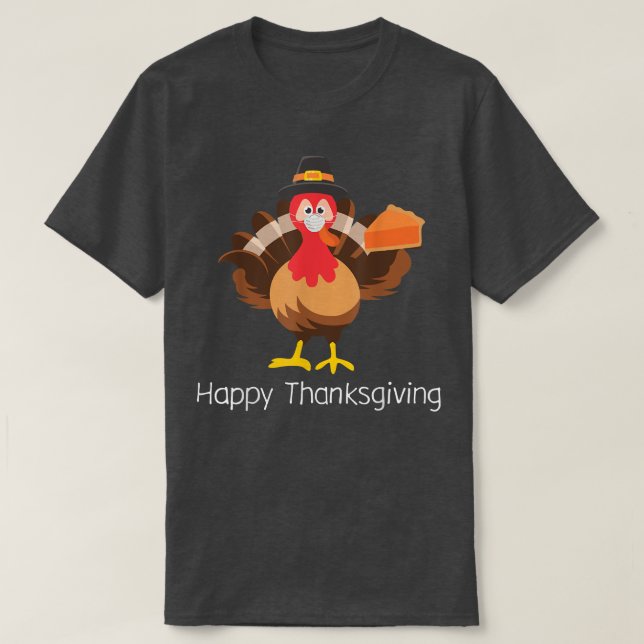 Happy Thanksgiving for Boy Girls Kids pupkin pie F T-Shirt (Design Front)