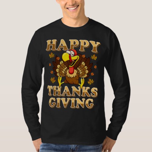 Happy Thanksgiving For Boys Girls Kids Turkey Day  T_Shirt