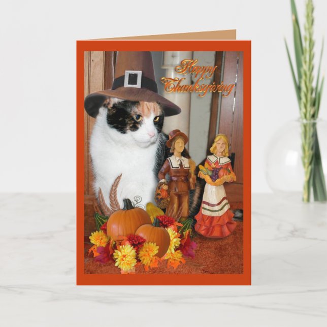 Happy Thanksgiving for cat lover Holiday Card (Front)