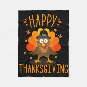 Happy Thanksgiving For Turkey Day Family Dinner Fleece Blanket