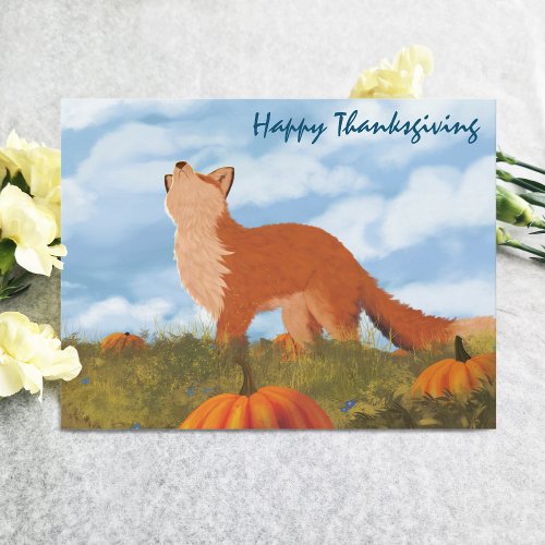 Happy Thanksgiving Fox  Postcard
