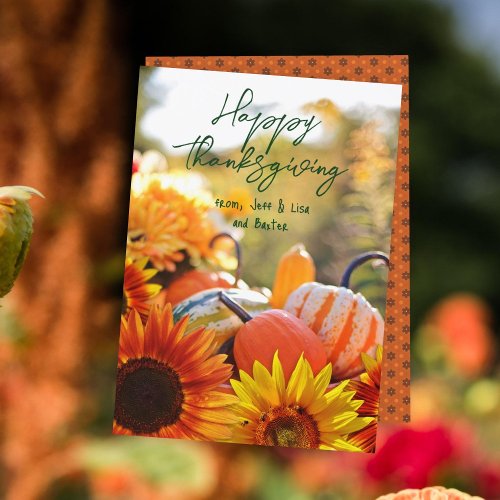 Happy Thanksgiving Friends Sunflower Pumpkins Card