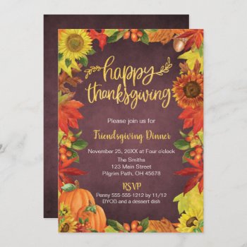 Happy Thanksgiving  Friendsgiving Dinner Invite by LangDesignShop at Zazzle