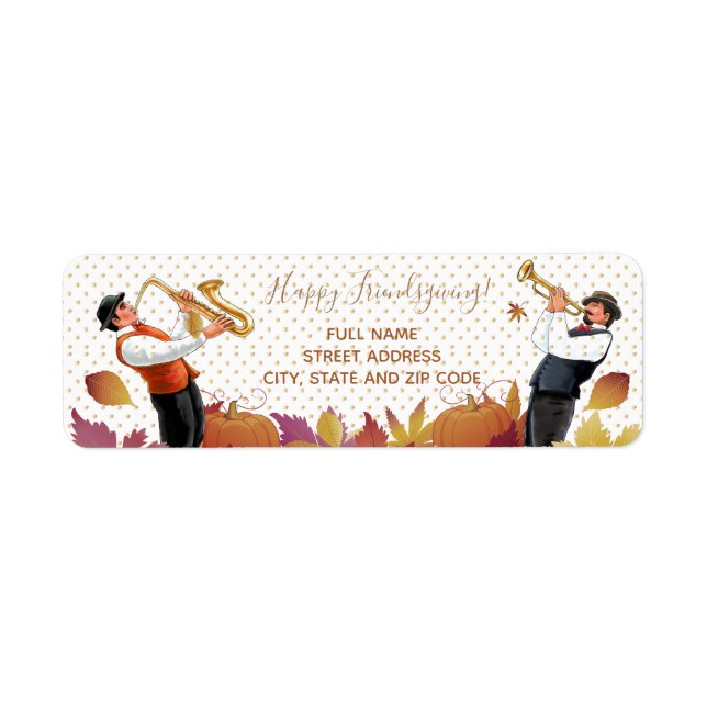 Happy Thanksgiving! Friendsgiving Jazz Music Retro Label (Front)