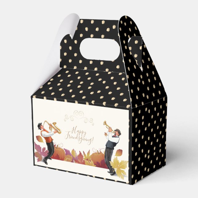 Happy Thanksgiving! Friendsgiving JAZZ Retro Party Favor Boxes (Back Side)