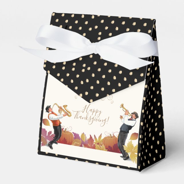 Happy Thanksgiving! Friendsgiving JAZZ Retro Party Favor Boxes (Front Side)
