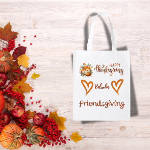 Happy Thanksgiving, Friendsgiving Monogram   Grocery Bag