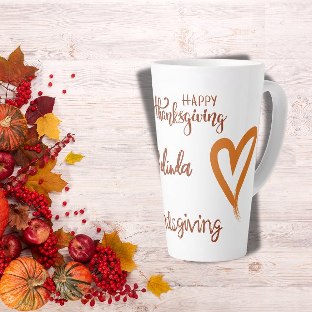 Happy Thanksgiving, Friendsgiving Monogram | Latte Mug (Creator Uploaded)