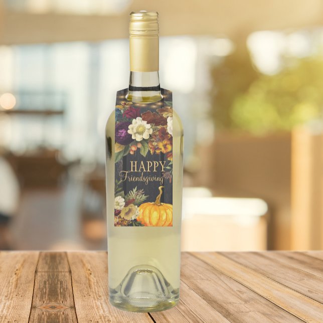 Happy Thanksgiving Friendsgiving rustic fall Bottle Hanger Tag (Creator Uploaded)