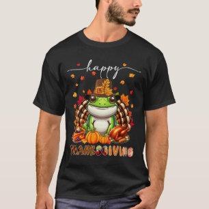 Happy Thanksgiving Frog Costume Turkey Fall Leaves T-Shirt