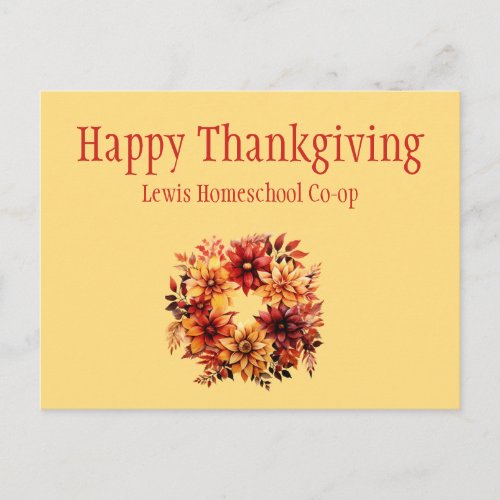 Happy Thanksgiving from Homeschool Co op Postcard