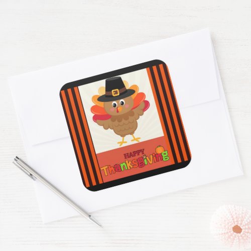 Happy Thanksgiving from Mr Turkey Square Sticker