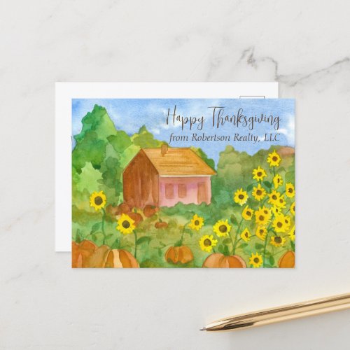 Happy Thanksgiving from Realtor House Sunflowers  Postcard