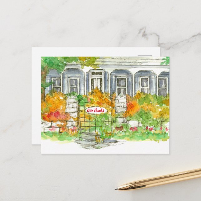 Happy Thanksgiving From Realtor New Home Autumn Postcard (Front/Back In Situ)