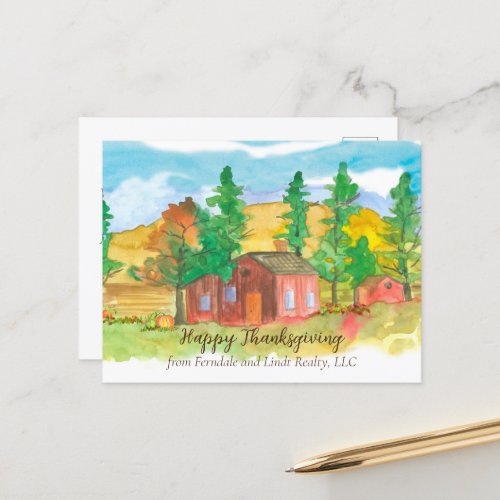 Happy Thanksgiving from Realtor Red Country House Postcard