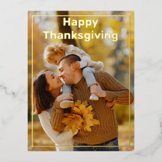 Happy Thanksgiving Full Photo Foil Holiday Postcard