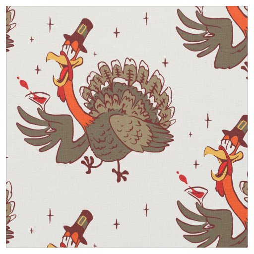 happy thanksgiving funny drunk turkey fabric