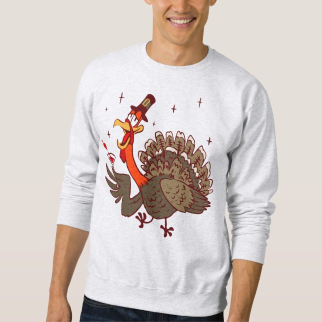 happy thanksgiving funny drunk turkey sweatshirt (Front)