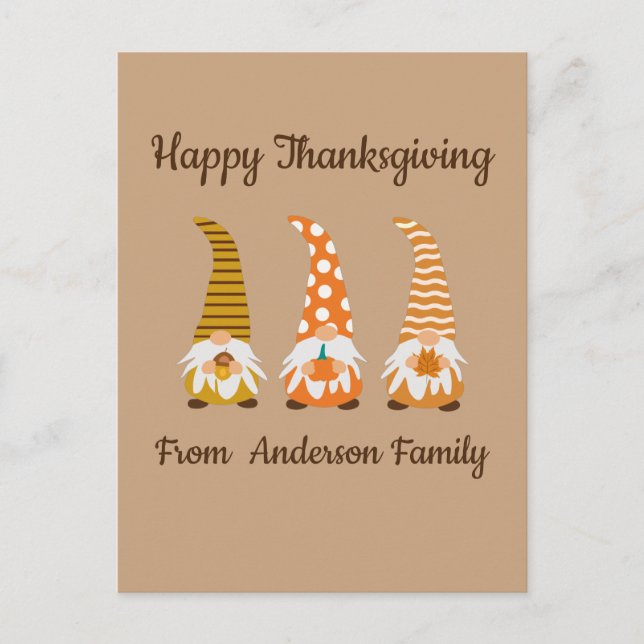 Happy Thanksgiving Funny Gnomes  Holiday Card (Front)