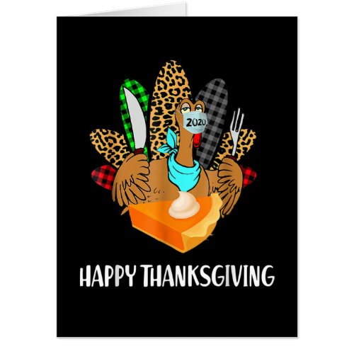 Happy Thanksgiving Funny Leopard Plaid Turkey Love Card