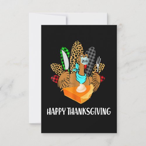 Happy Thanksgiving Funny Leopard Plaid Turkey Love Thank You Card