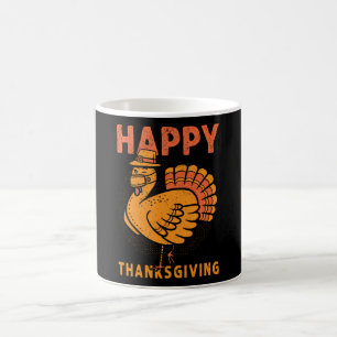 Happy Thanksgiving Funny Masked Turkey Pilgrim Coffee Mug