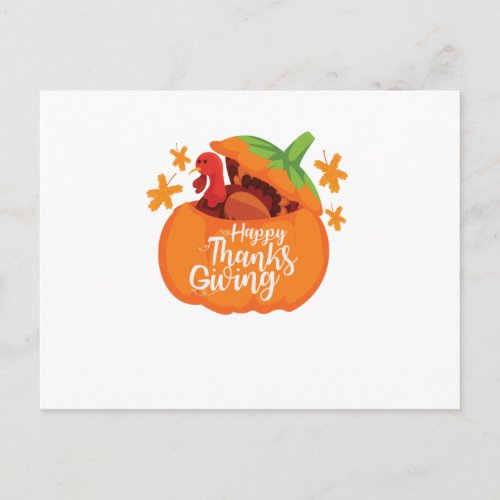 Happy Thanksgiving _ Funny Pumpkin Turkey Day Holiday Postcard