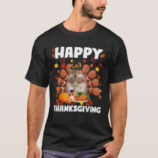 Happy Thanksgiving Funny Squirrel Turkey Autumn Sq T-Shirt